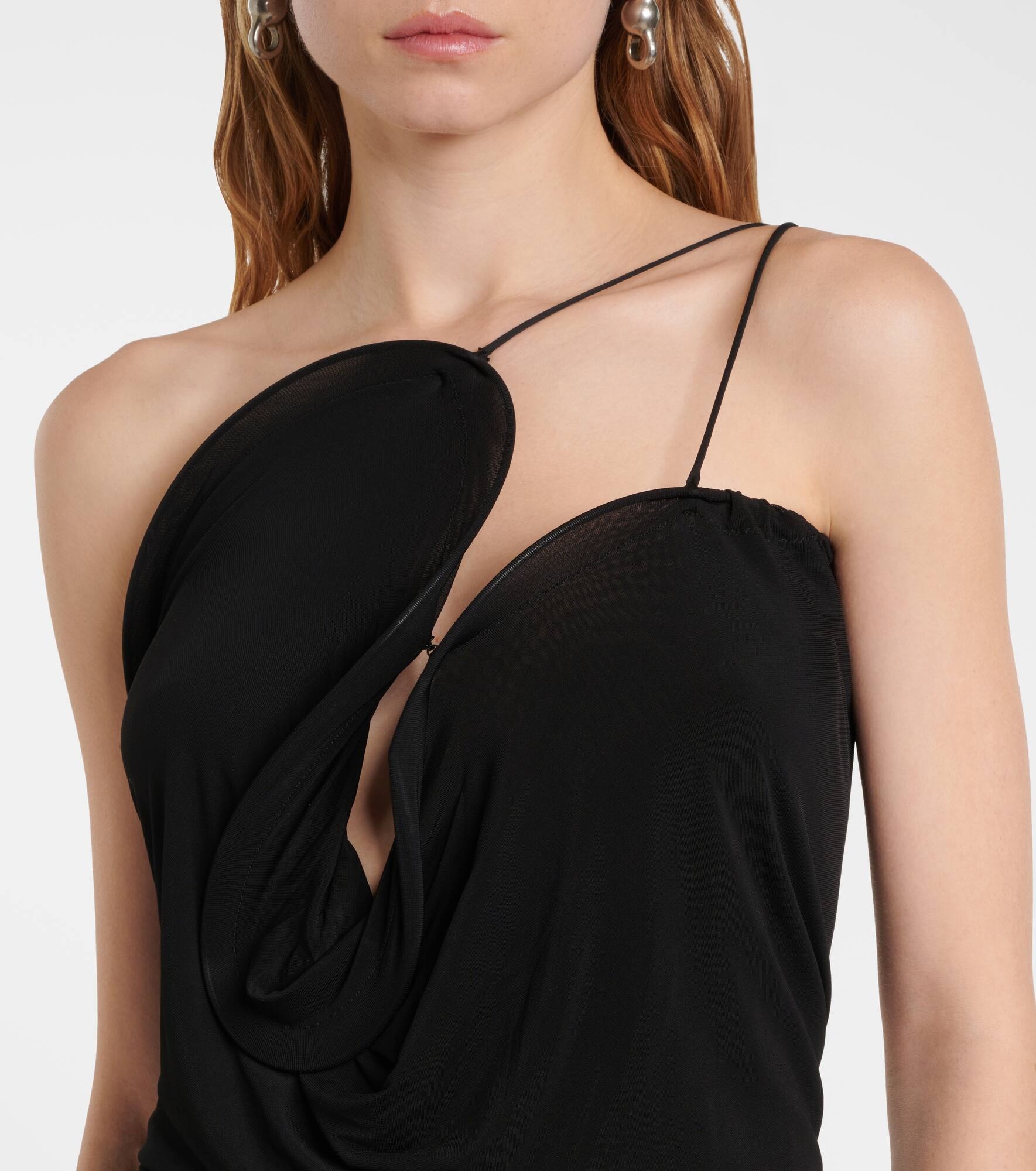 Asymmetric jersey midi dress - 4