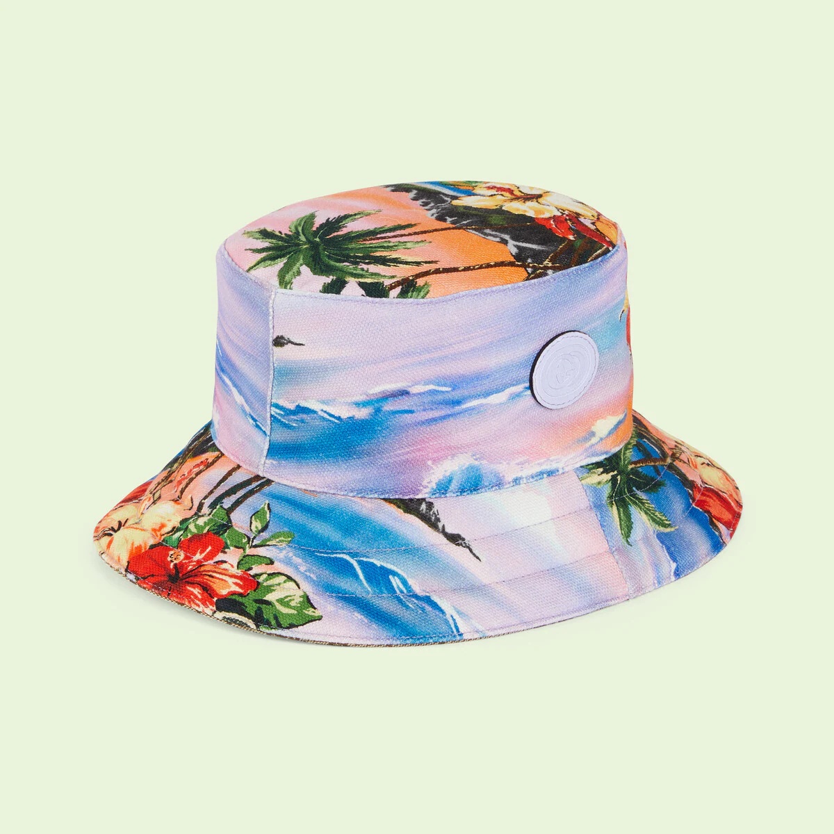 GG canvas and island print reversible bucket hat - 5