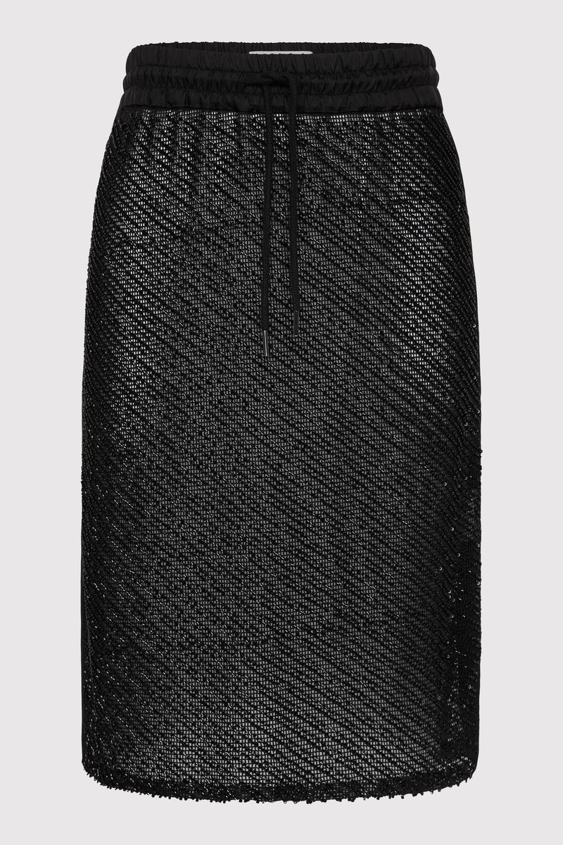 Glass Beaded Mesh Skirt - Jet Black 1