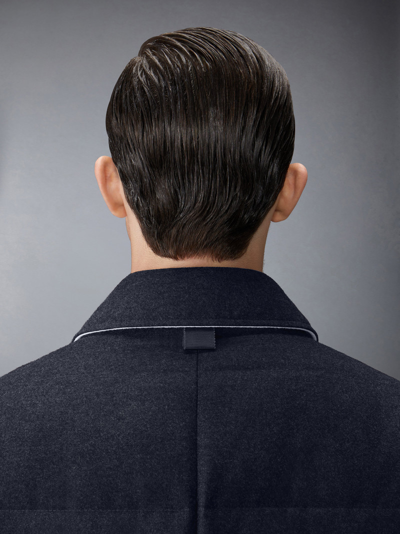 DOWNFILLED CLASSIC BAL COLLAR O/C W/ TONAL GROSGRAIN IN WOOL FLANNEL 5