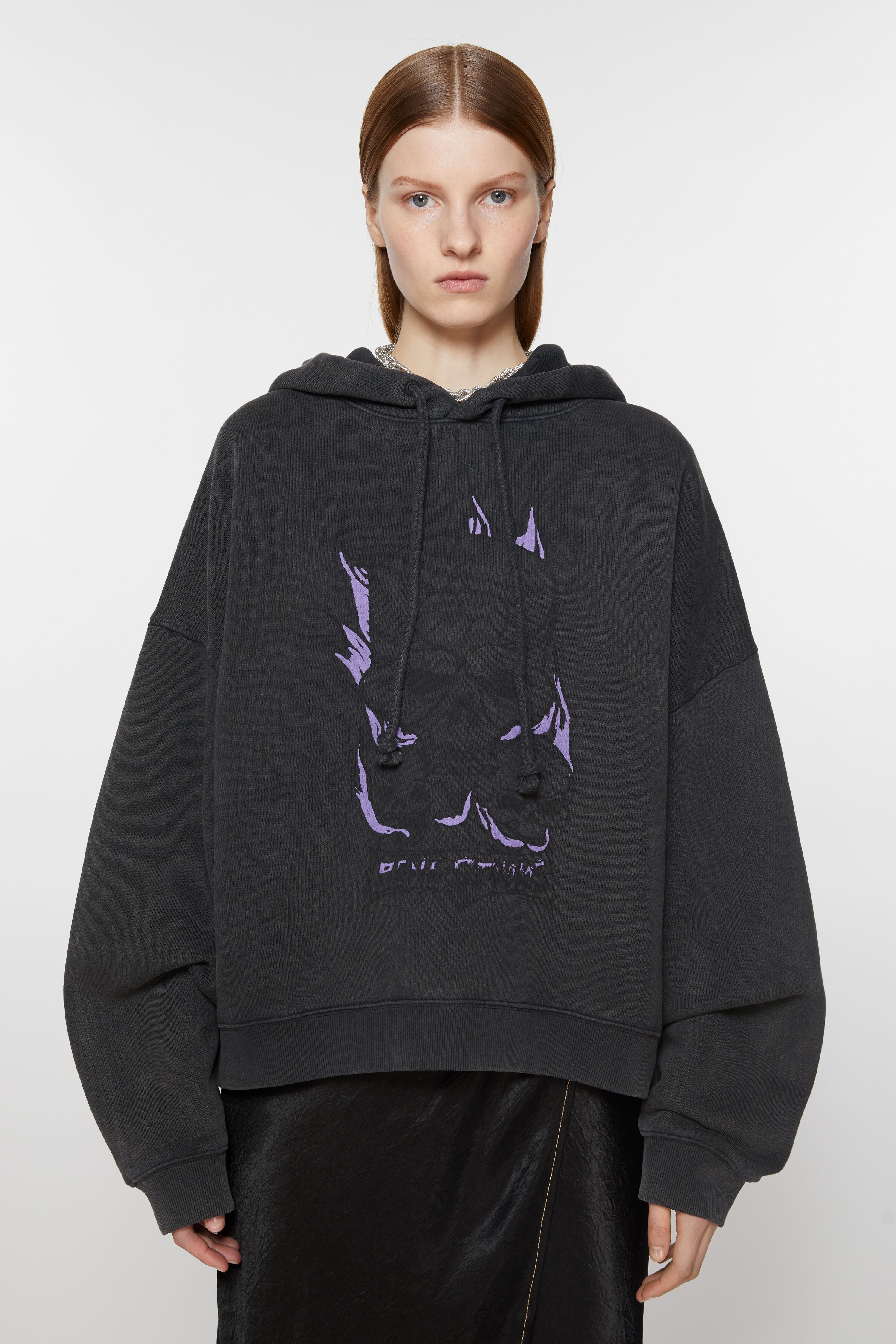 Printed hooded sweater - Faded black - 2