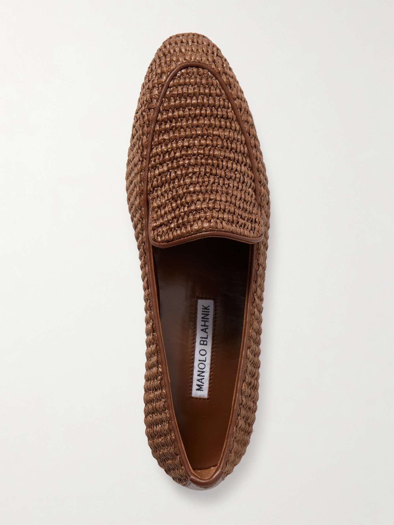 Pitakara leather-trimmed raffia loafers - 5