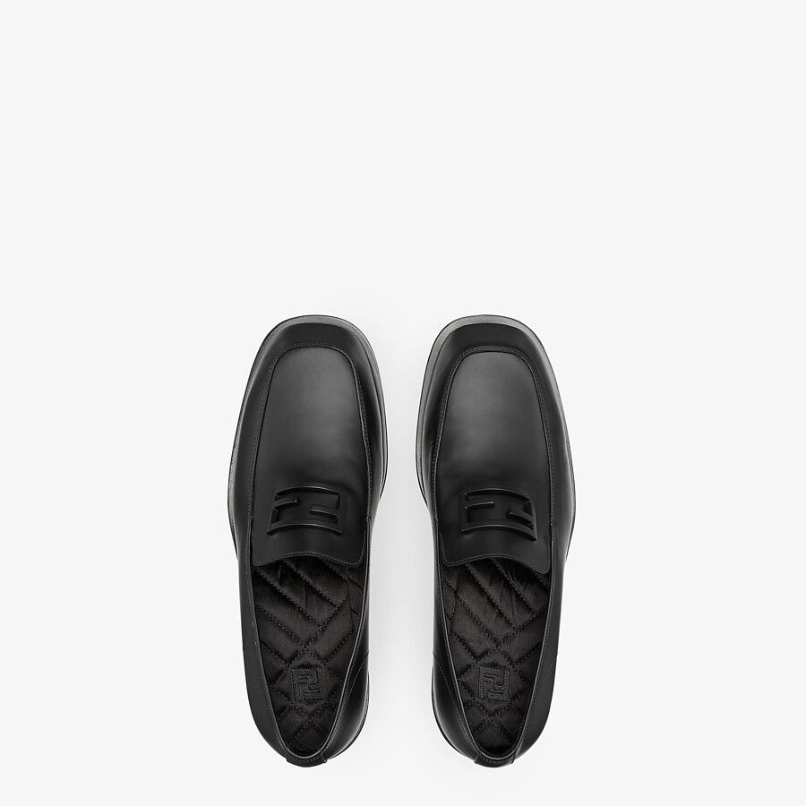 Black leather loafers - 4