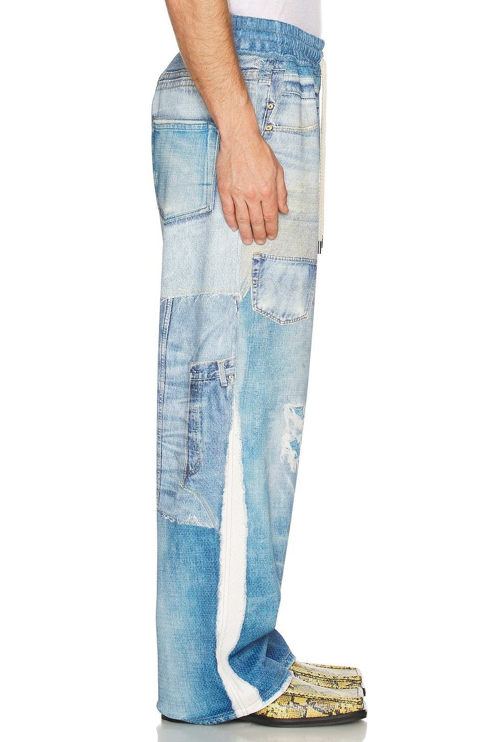 Unisex Denim Trompe LOeil Mesh Pants - 4