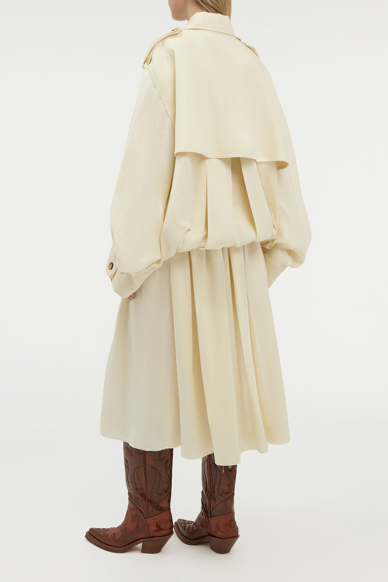 Hunt Oversized Trench Jacket in Ivory Textured Linen 4