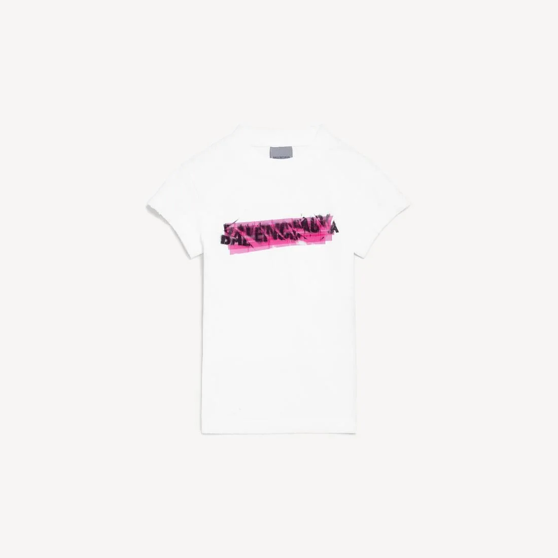 Women's Messy Spray Chopped Back T-shirt in White - 1