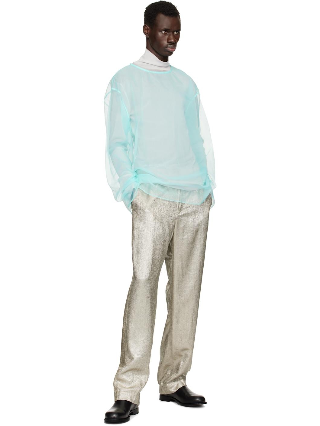 Blue Sheer Crew Neck Top - 5