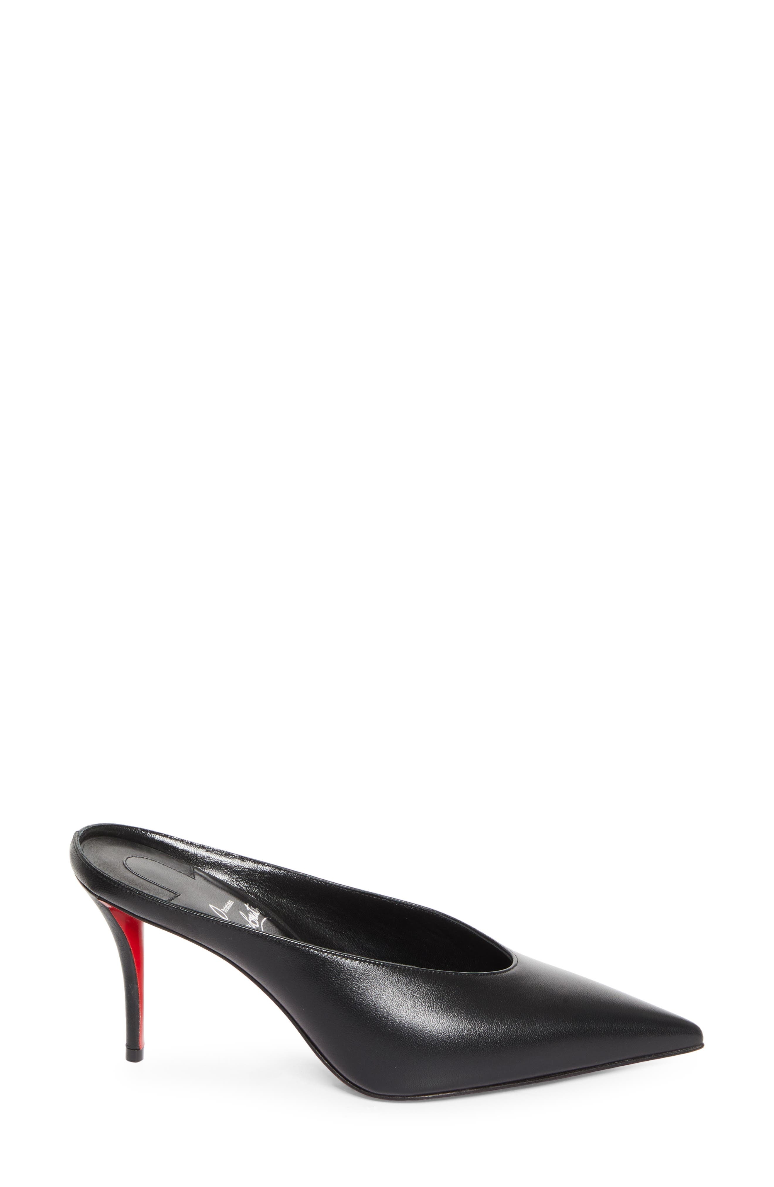 Christian Louboutin Miss Z Slimimule Pointed Toe Mule in Black/Lin Black at Nordstrom - 3
