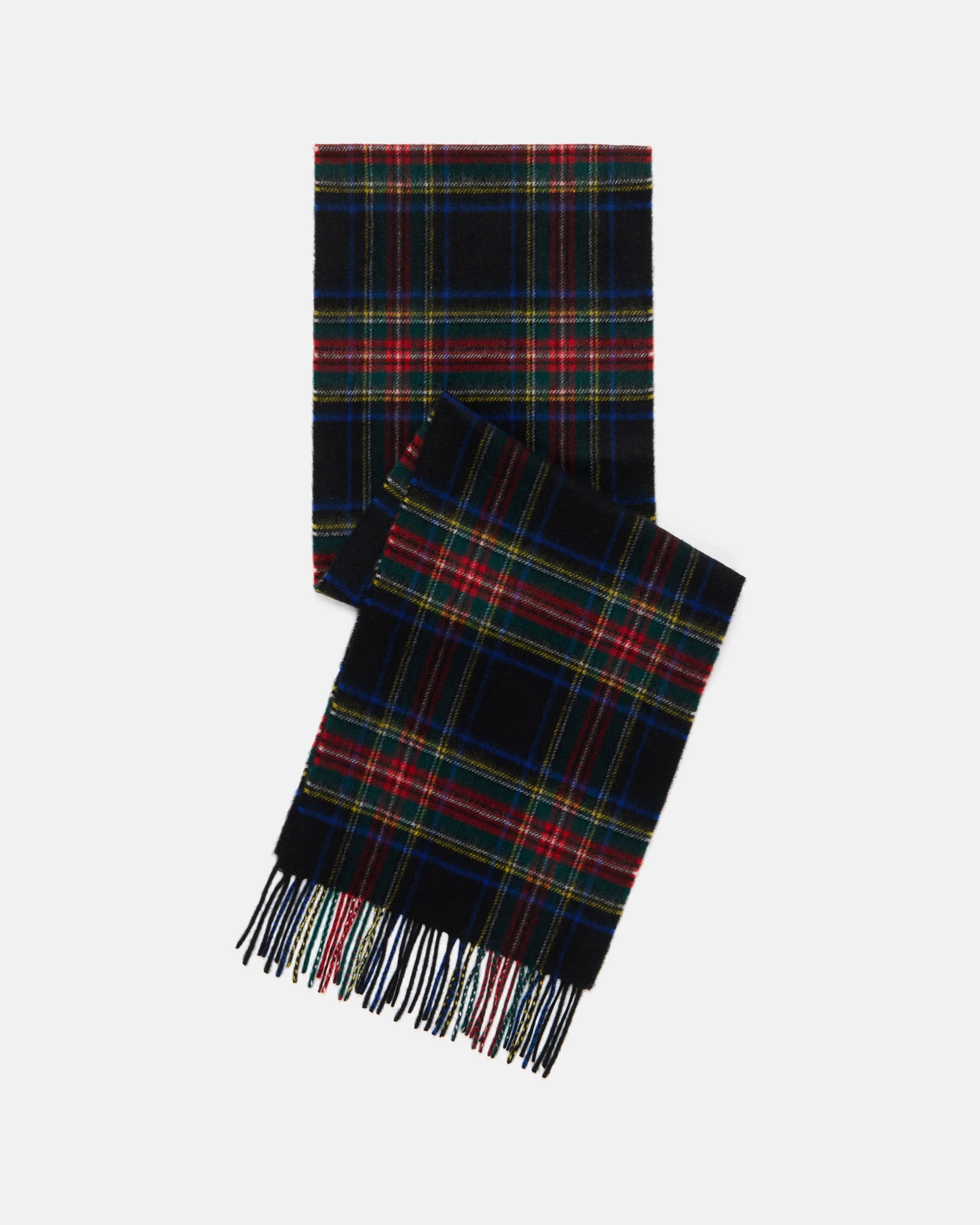 MADE-IN-SCOTLAND BLACK STEWART TARTAN CASHMERE MUFFLER - 1