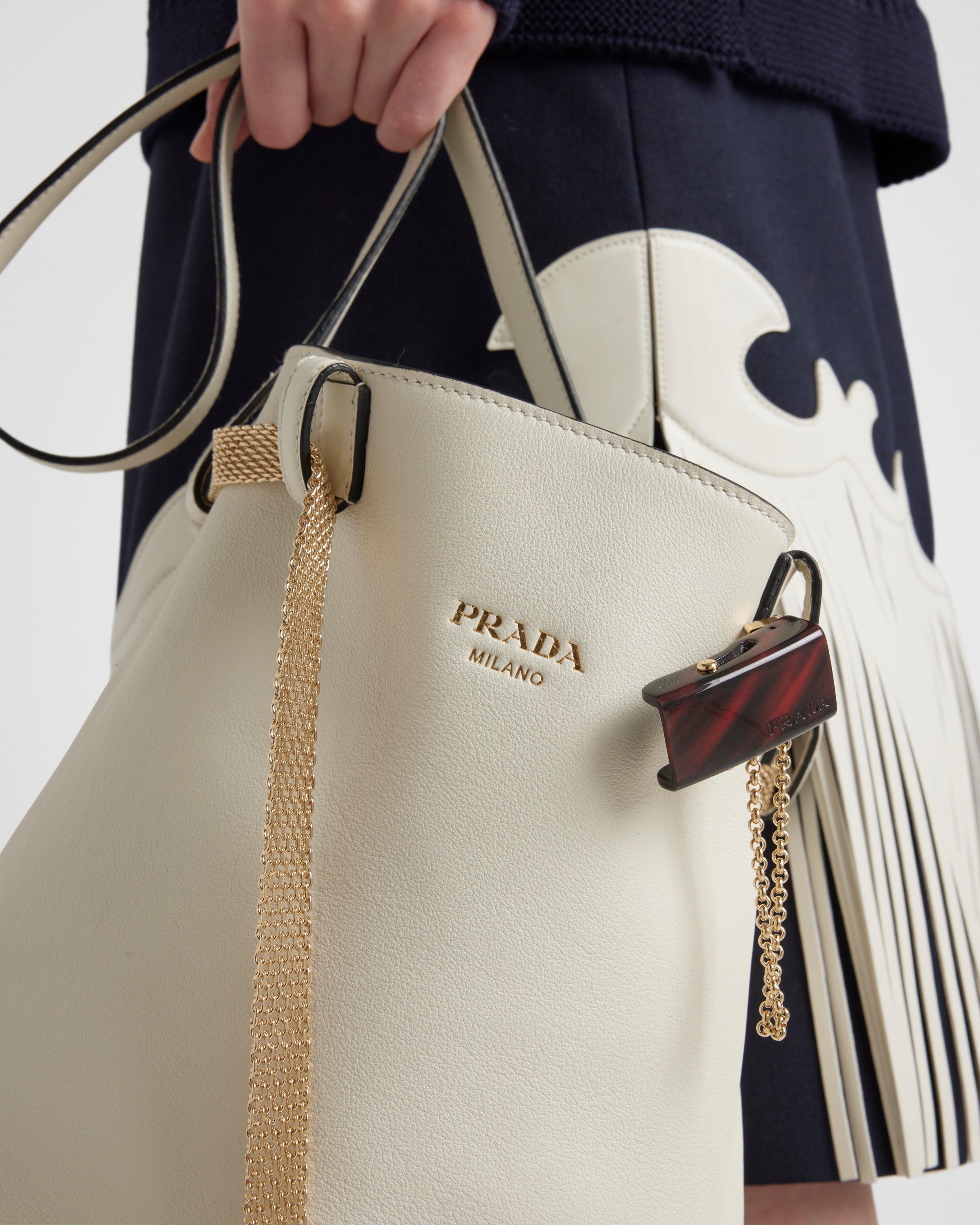 Prada Buckle leather bucket bag with jeweled belt - 7