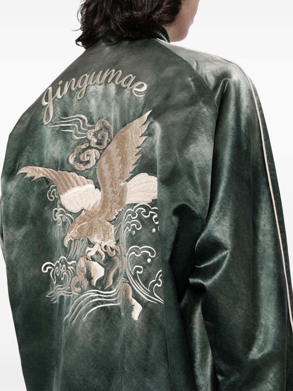 embroidered satin bomber jacket - 5