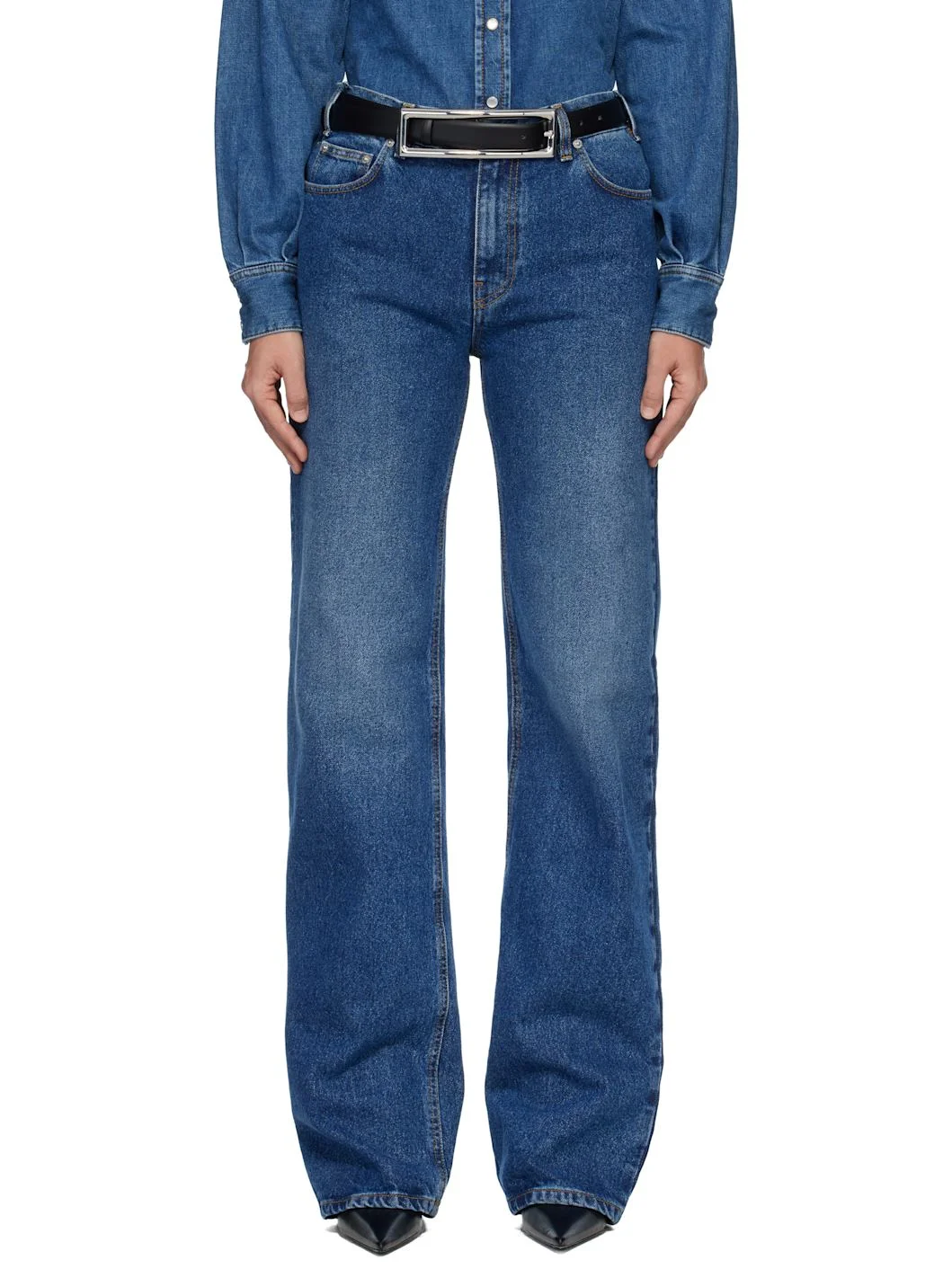 Blue Five Pocket Straight Denim Jeans - 1