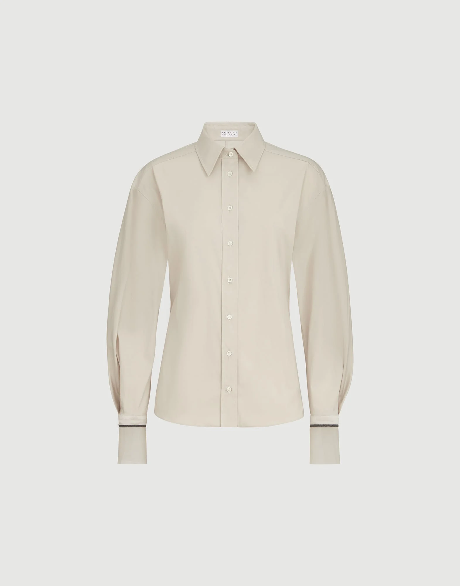 Stretch cotton poplin shirt with shiny silk cuffs - 1