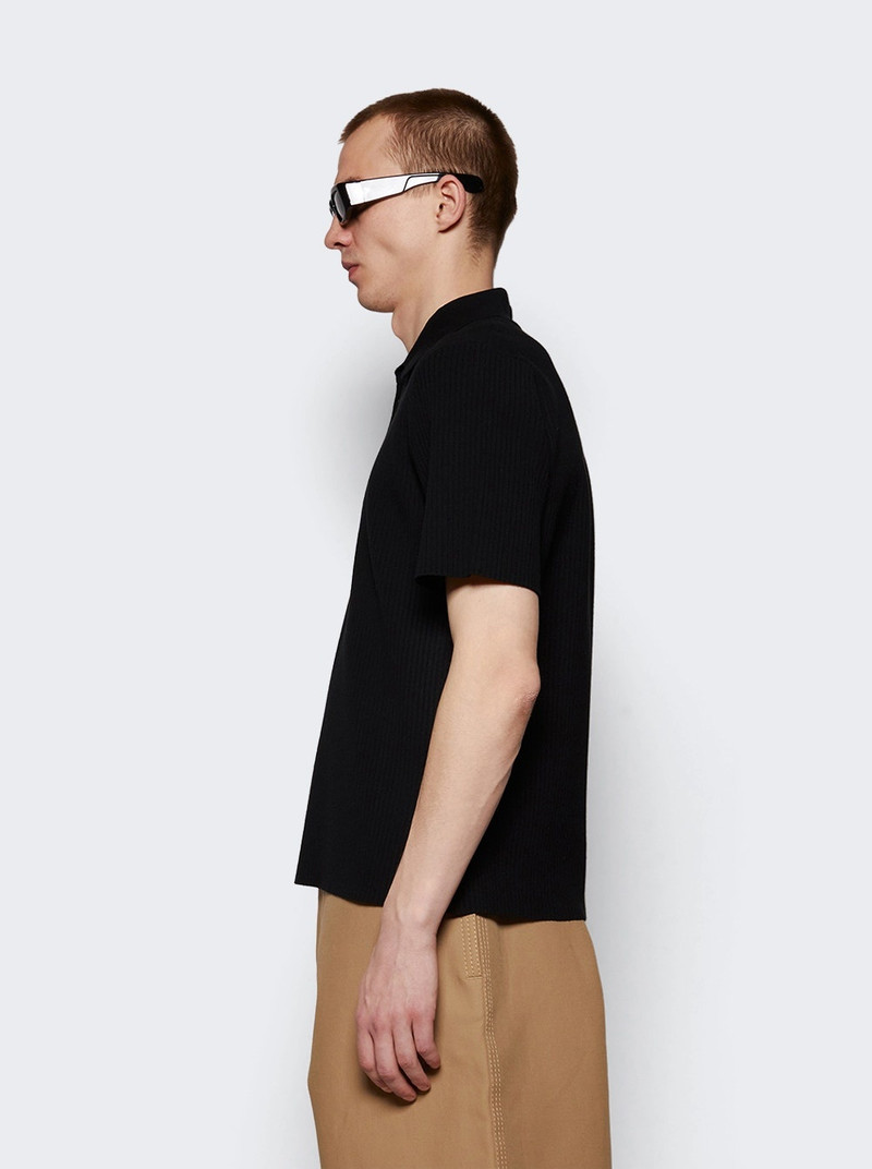 Rib Knit Polo Shirt Black 4