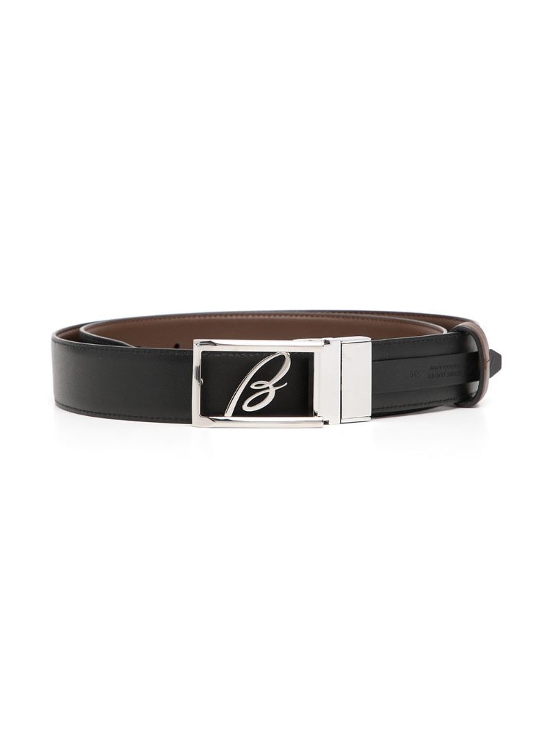 logo-buckle suede belt - 5