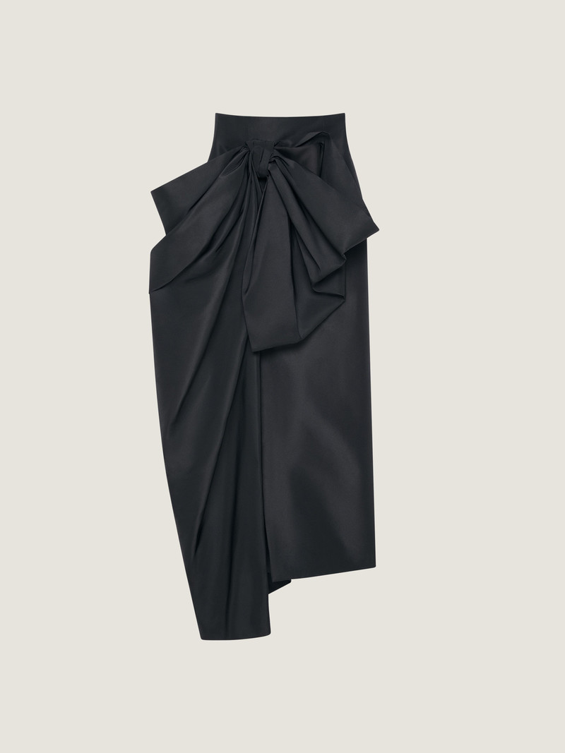 MIDI SKIRT IN POLYFAILLE WITH BOW DETAIL 1