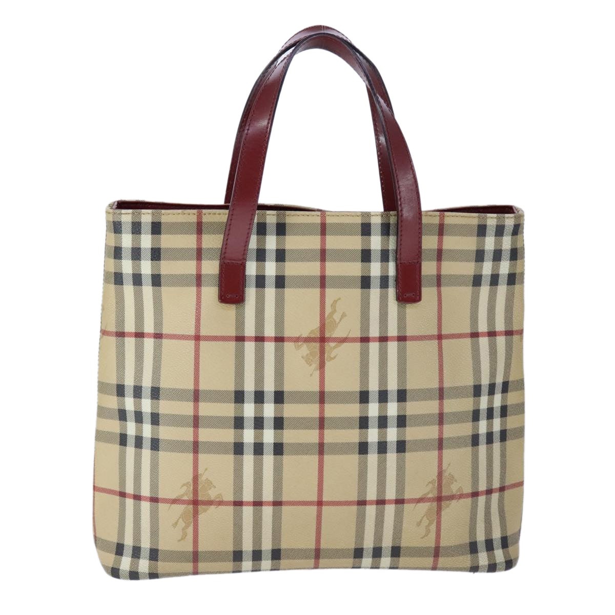 Burberry Nova Check Hand Bag Pvc Leather Beige - 13