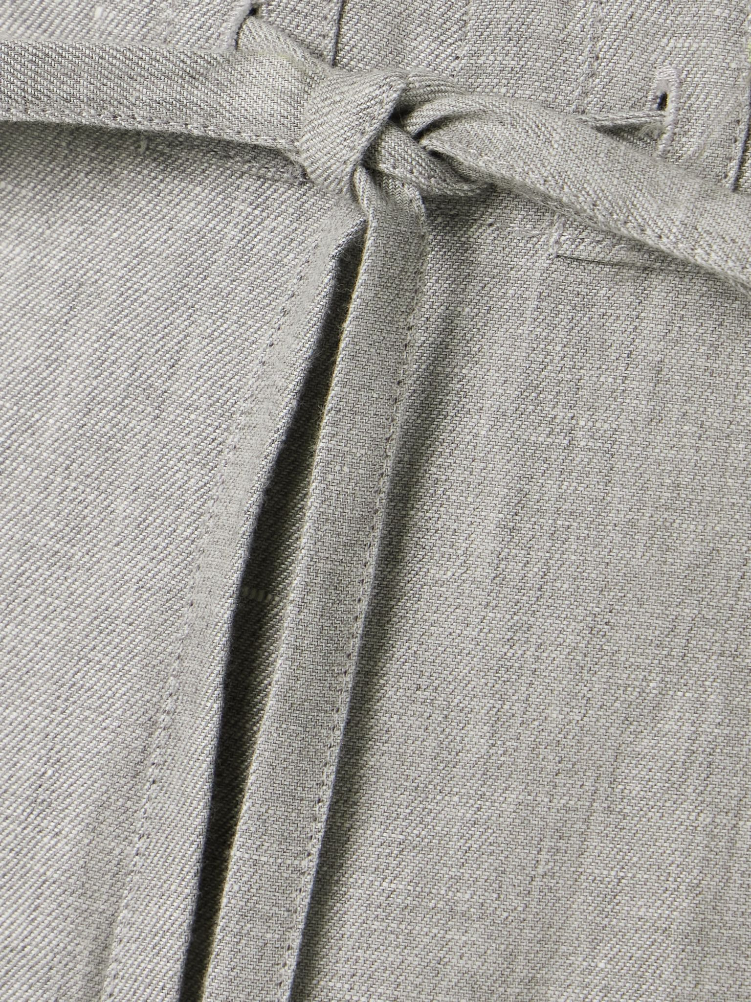 Linen, cotton and wool-blend twill pants Light gray - 5