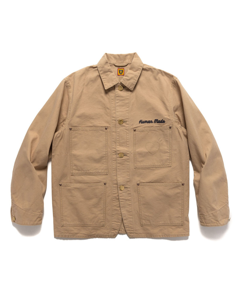 Washed Duck Coverall Jacket Beige - 1