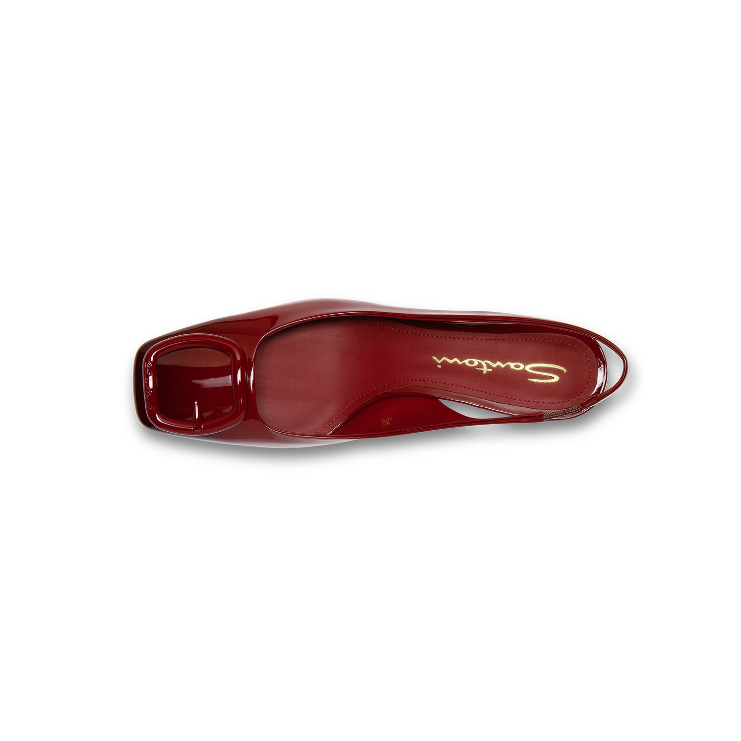 Women's red patent leather mid-heel pump - 5