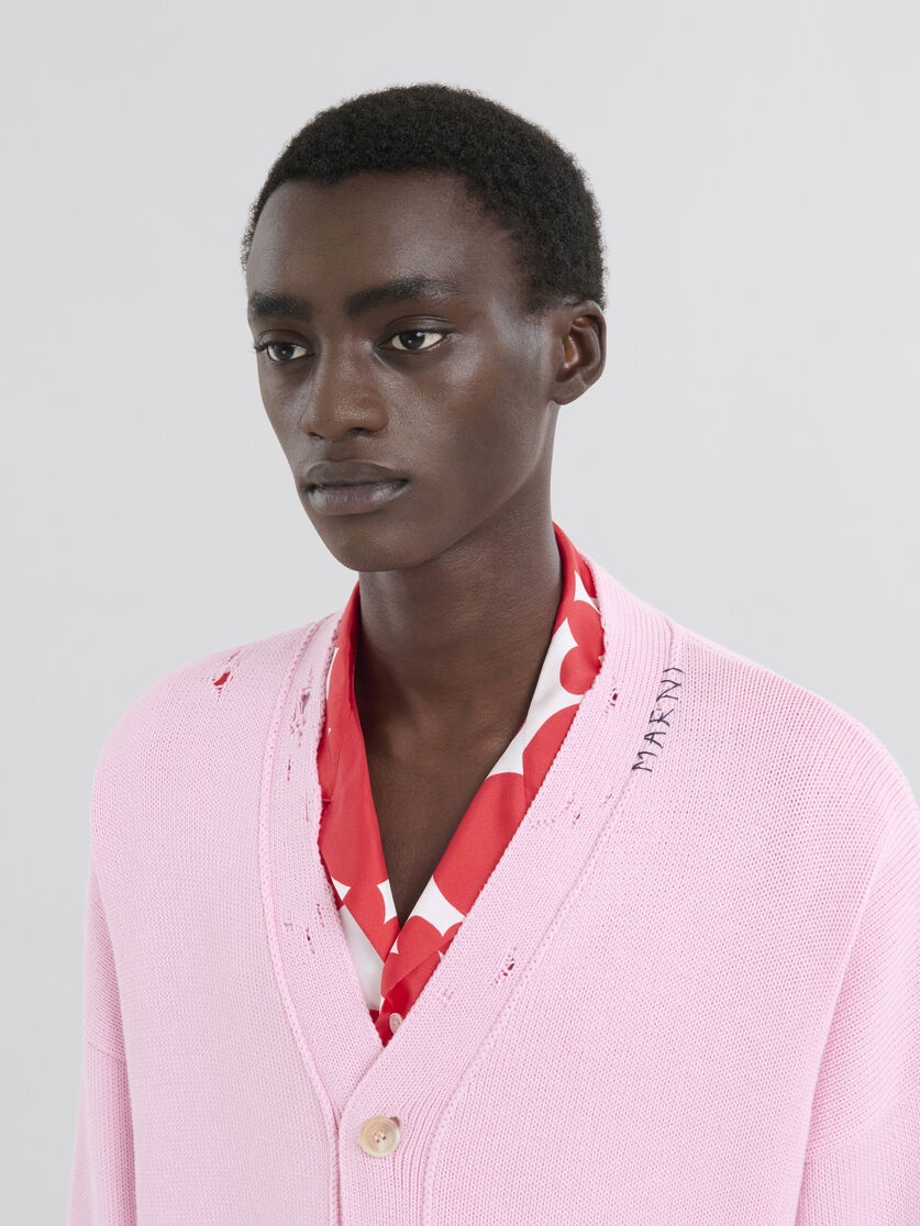 PINK COTTON CARDIGAN WITH MARNI SYMBOL - 4