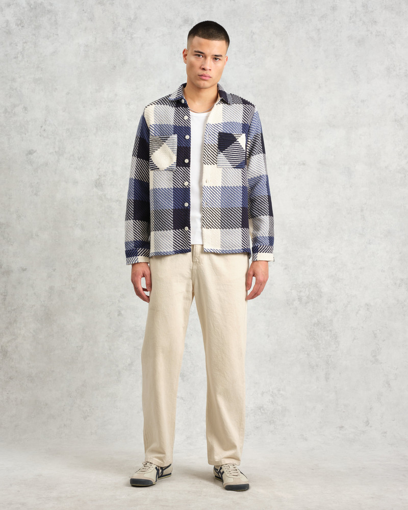 Whiting - Navy And Ecru Block Check Overshirt 5