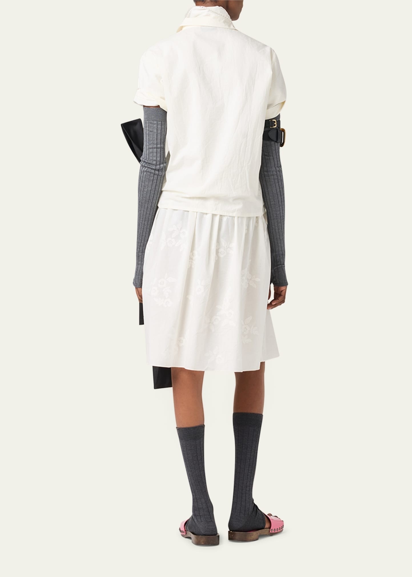 Embroidered Batiste Knee-Length Skirt - 3