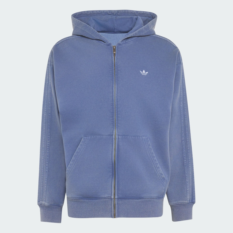 TREFOIL ESSENTIALS WASHED FULL ZIP LOOSE HOODIE 1