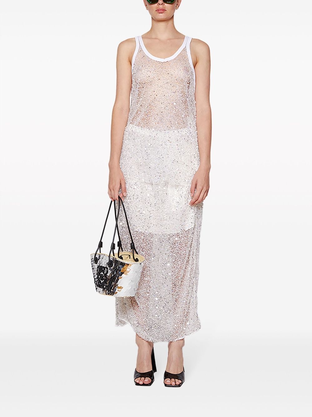 semi-sheer sequinned high-waist skirt - 2