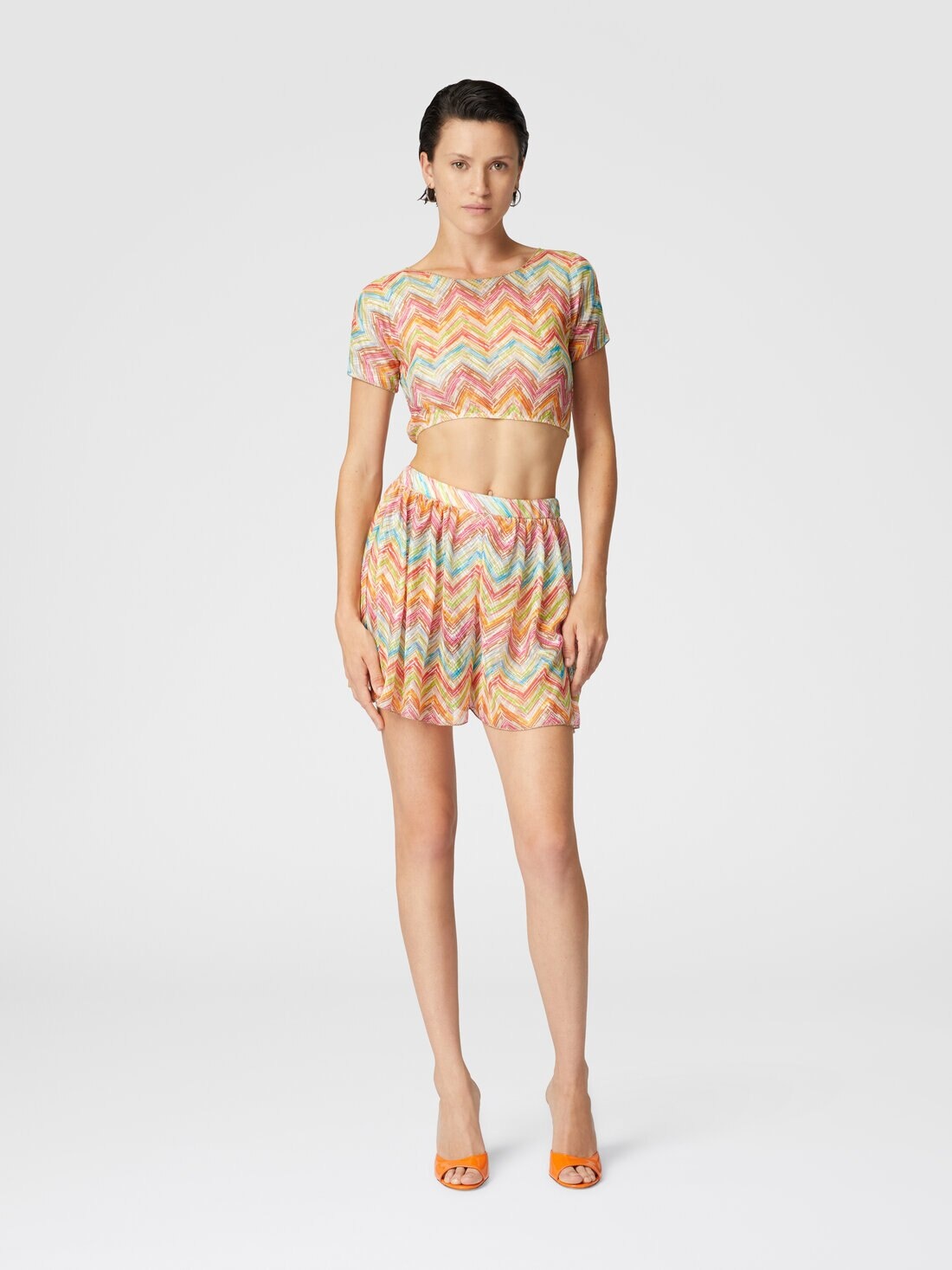 Printed tulle crop top - 2