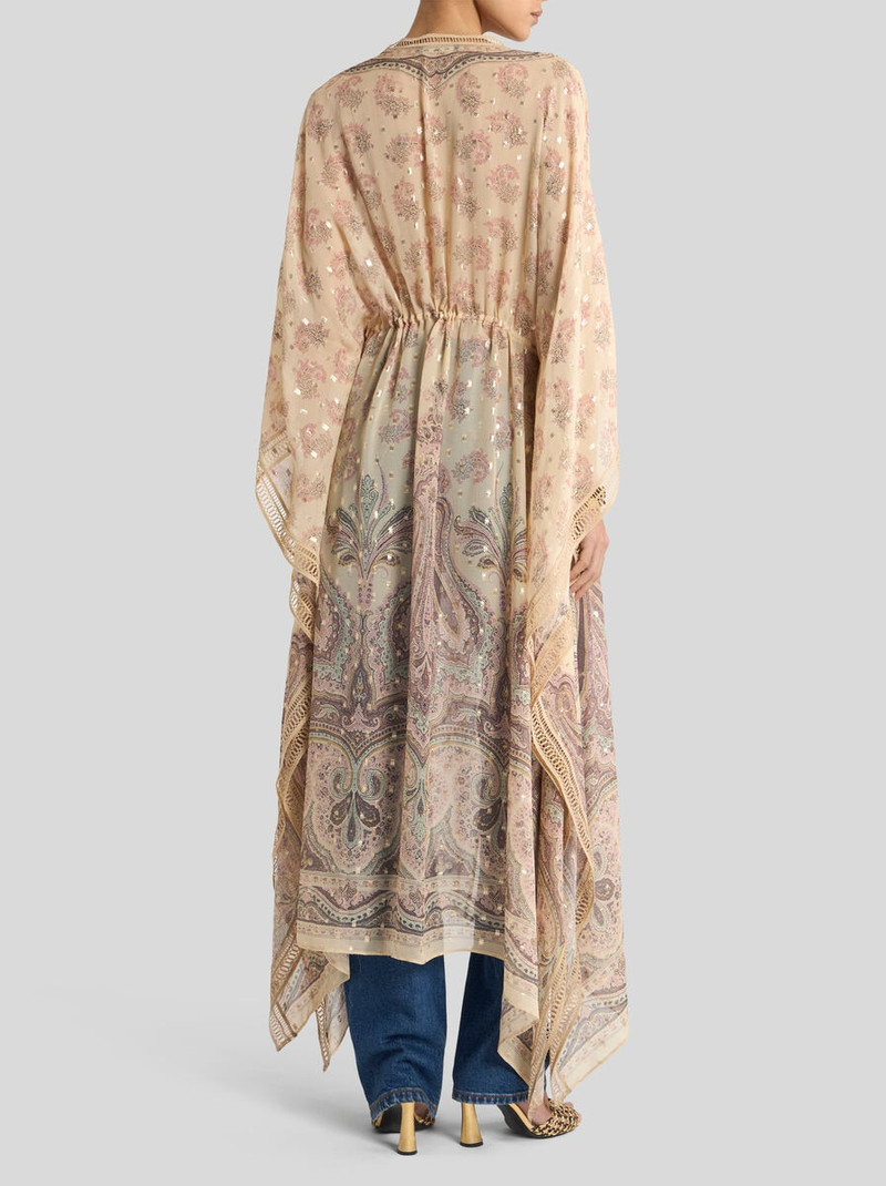 SILK KAFTAN WITH PLACED PRINT 4