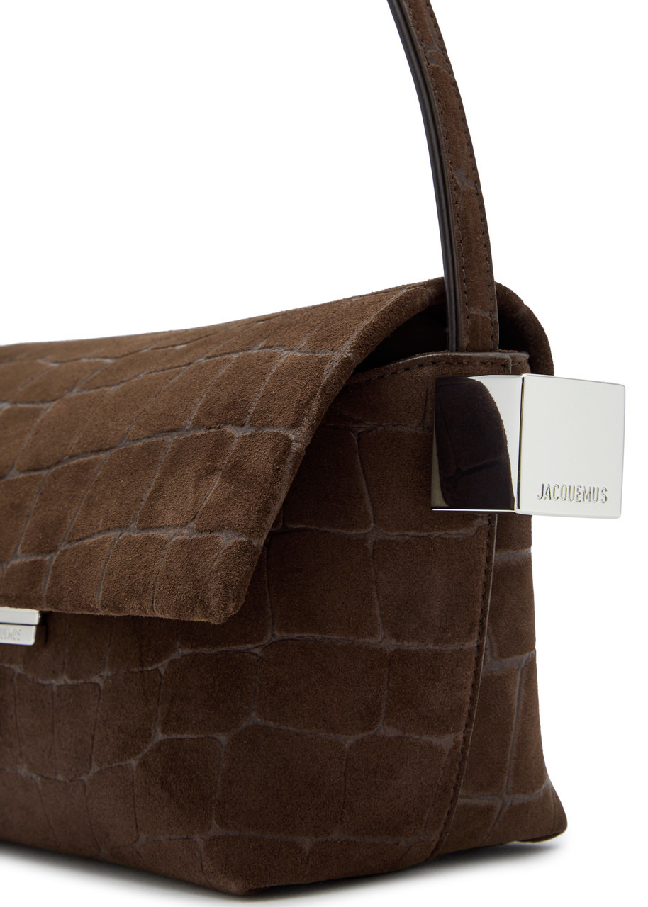 Jacquemus Le Rond Carré Crocodile-effect Suede Shoulder bag - 3