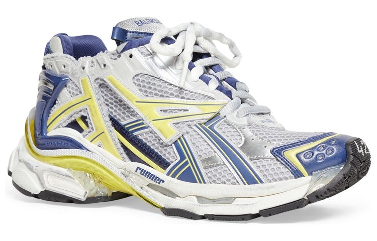 Balenciaga Runner Sneakers 'White Blue Yellow Mesh and Nylon' 677403W3RB59174 - 2