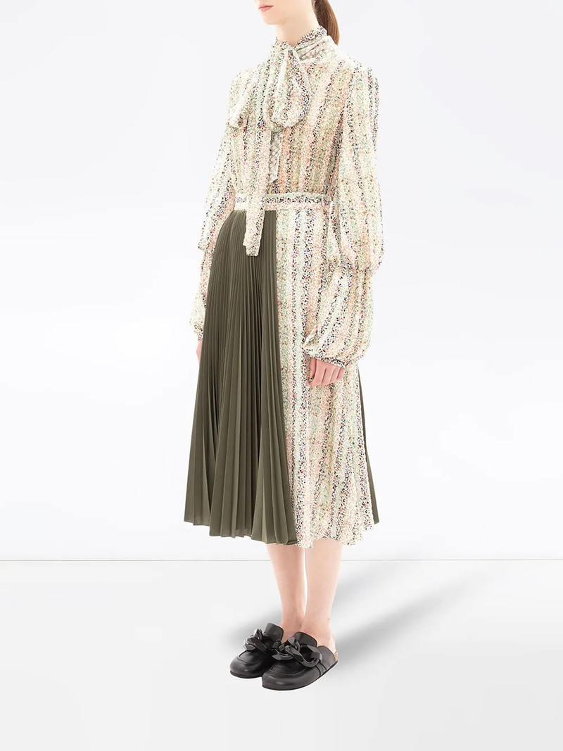 pleated contrasting panel midi skirt 3