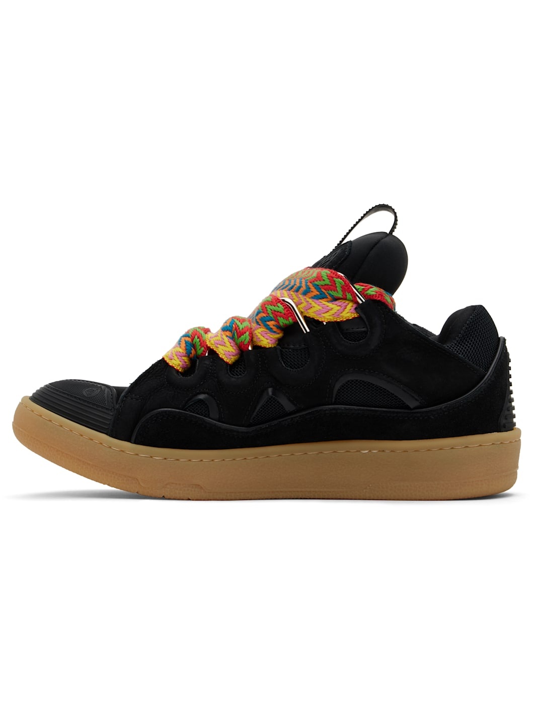 Black Leather Curb Sneakers - 3