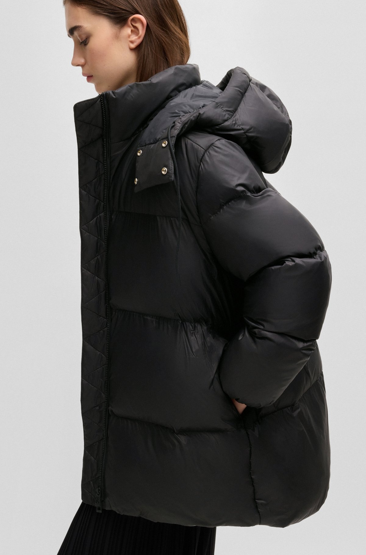 DETACHABLE-HOOD PADDED JACKET WITH REMOVABLE LOGO BELT - 6