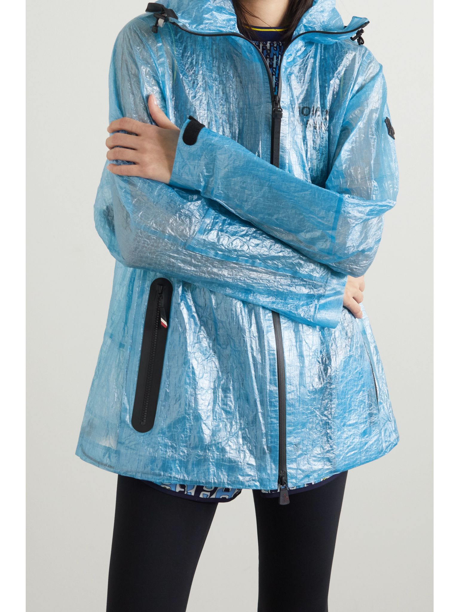 Landry hooded printed crinkled-PVC jacket Blue - 3