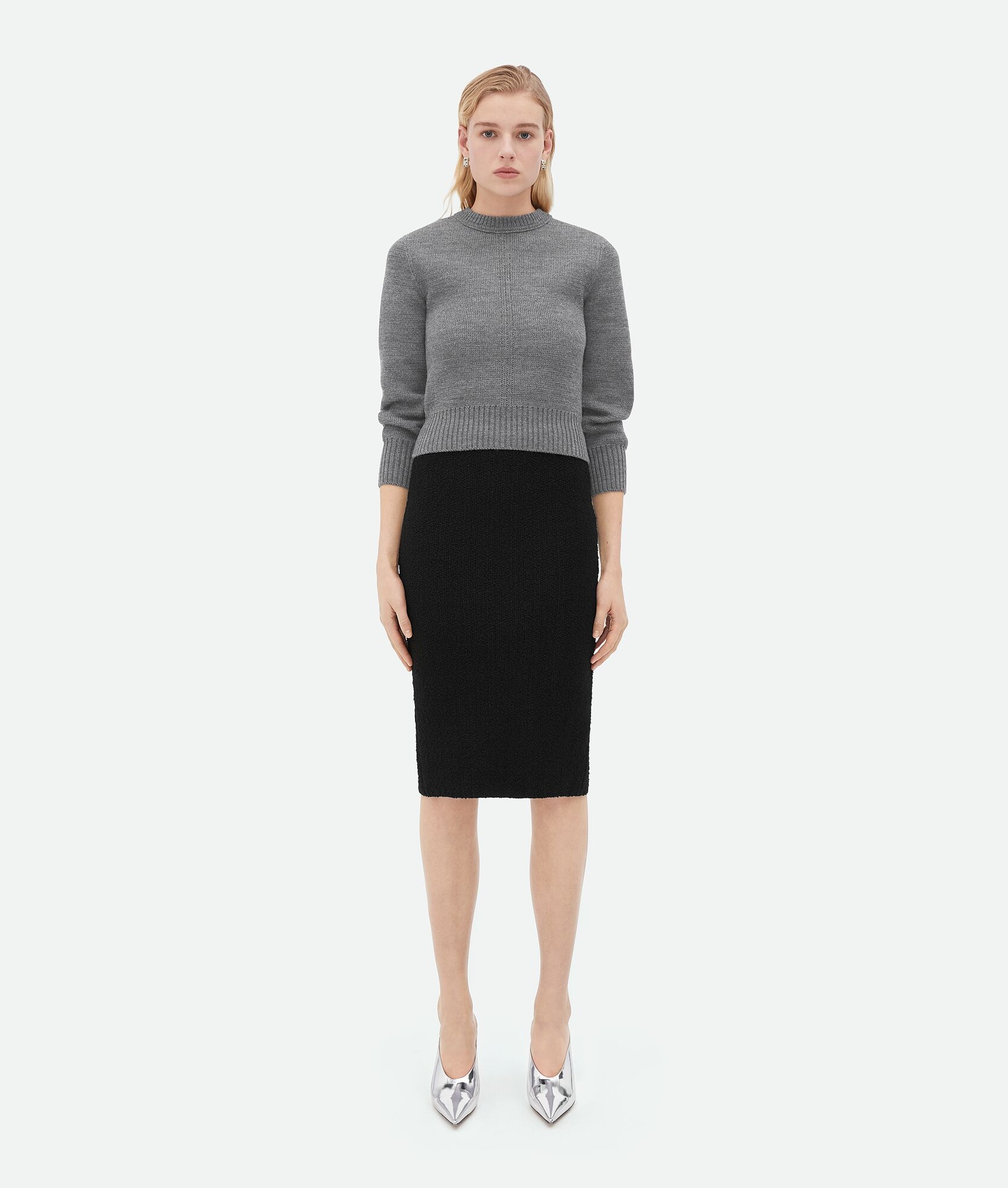 Light Textured Viscose Midi Skirt - 1