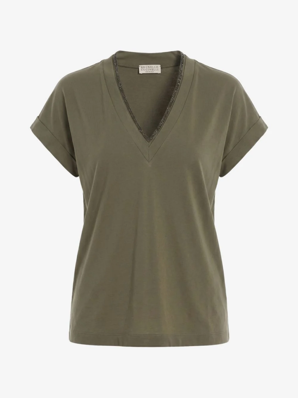 monili-trim V-neck T-shirt - 1