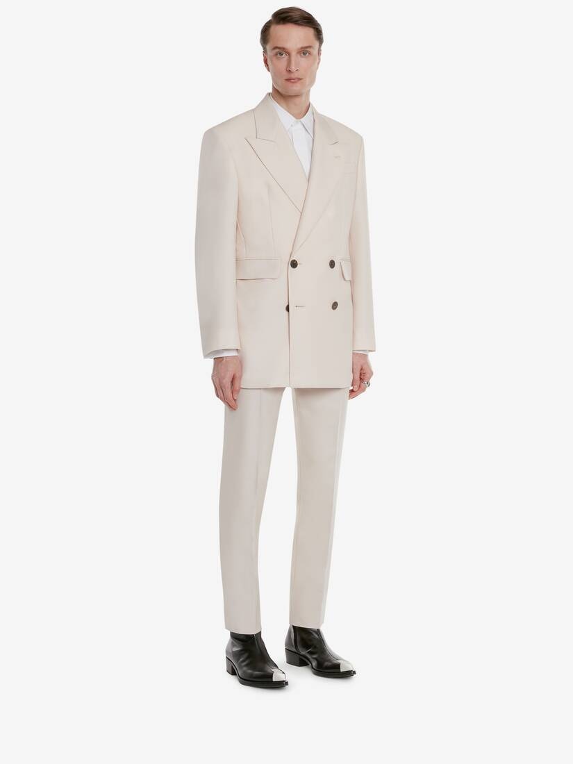 Men's Wool Mohair Double-breasted Jacket in Courtney Pink - 3