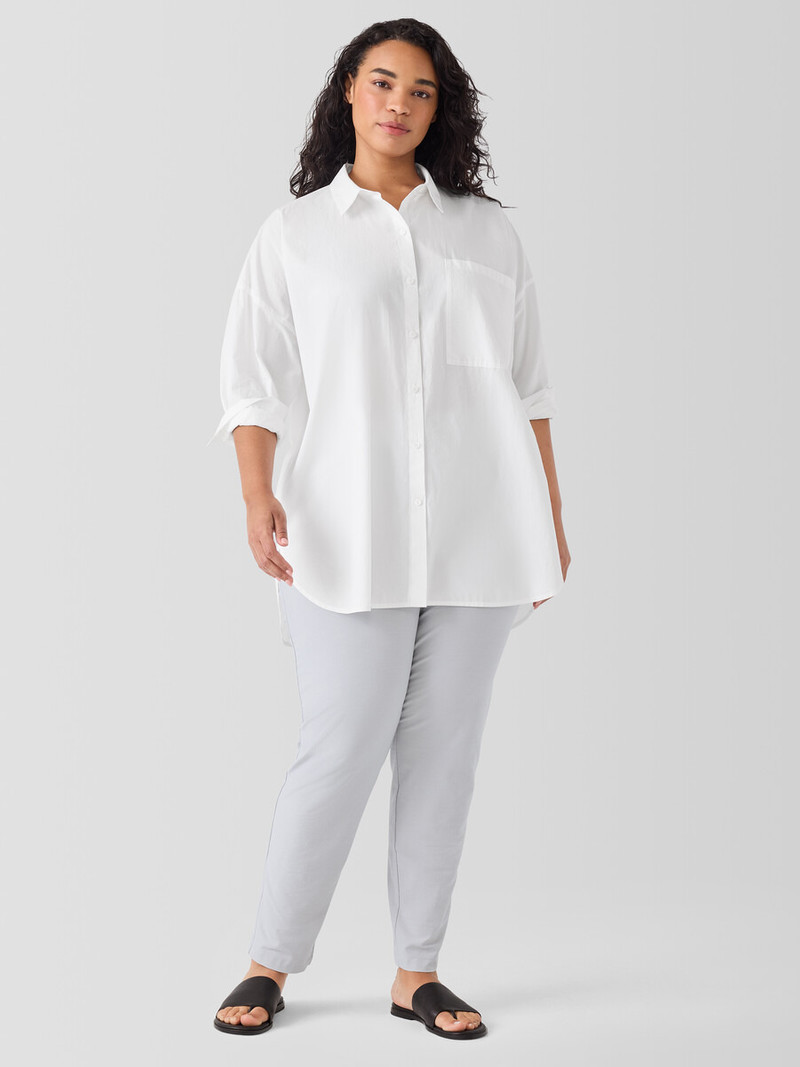 Washed Organic Cotton Poplin Classic Collar Long Shirt 6