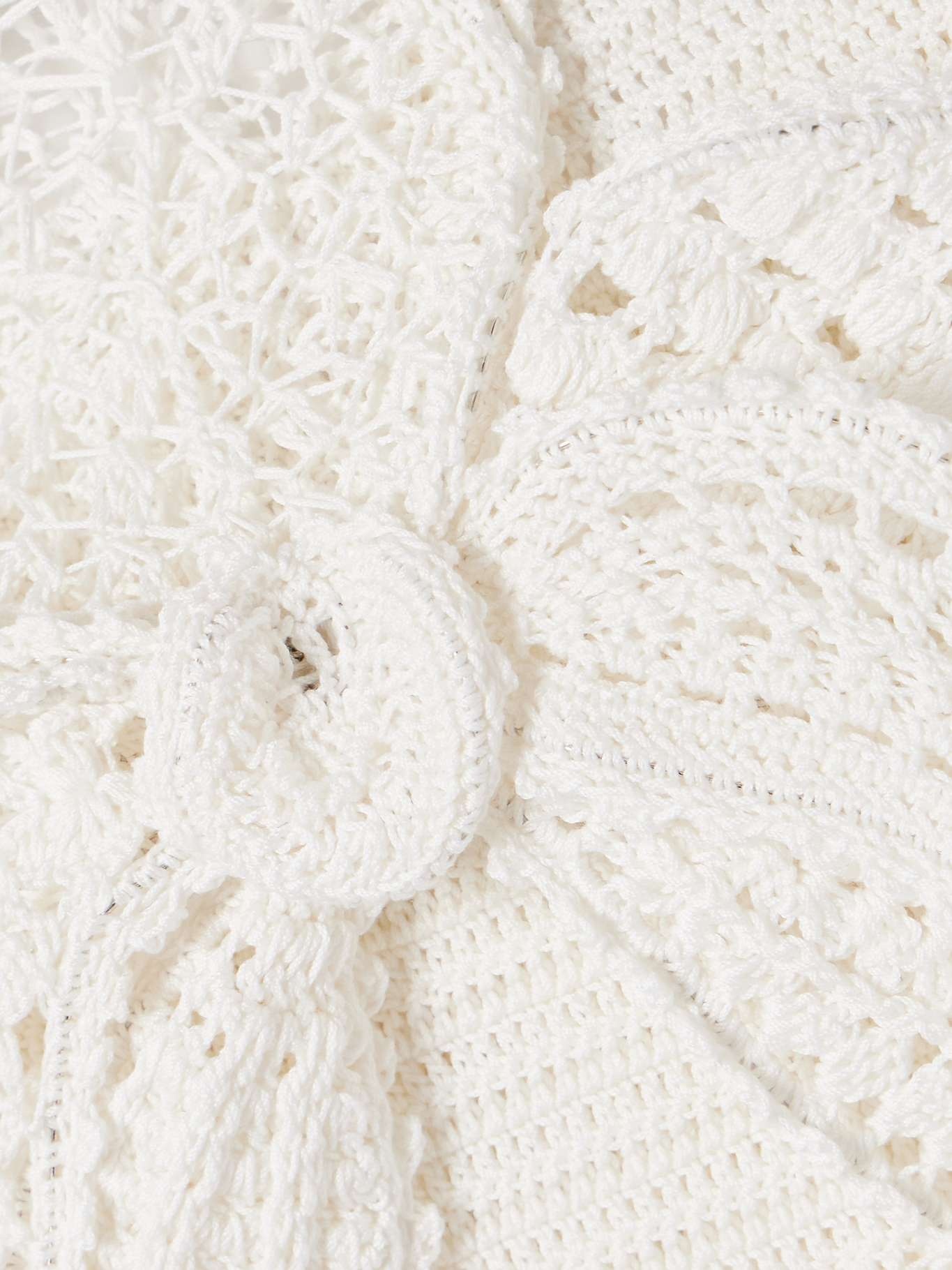 Mia cropped appliquéd crocheted organic cotton halterneck top White - 4