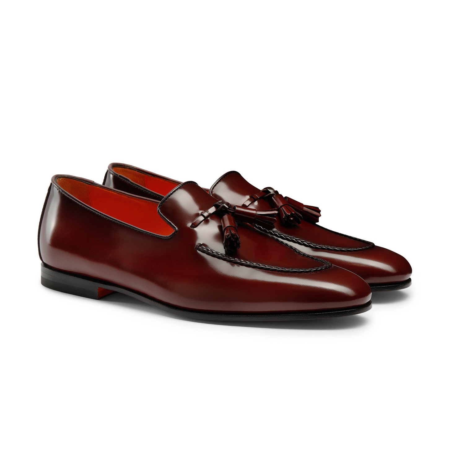 Men's burgundy leather tassel loafer - 3