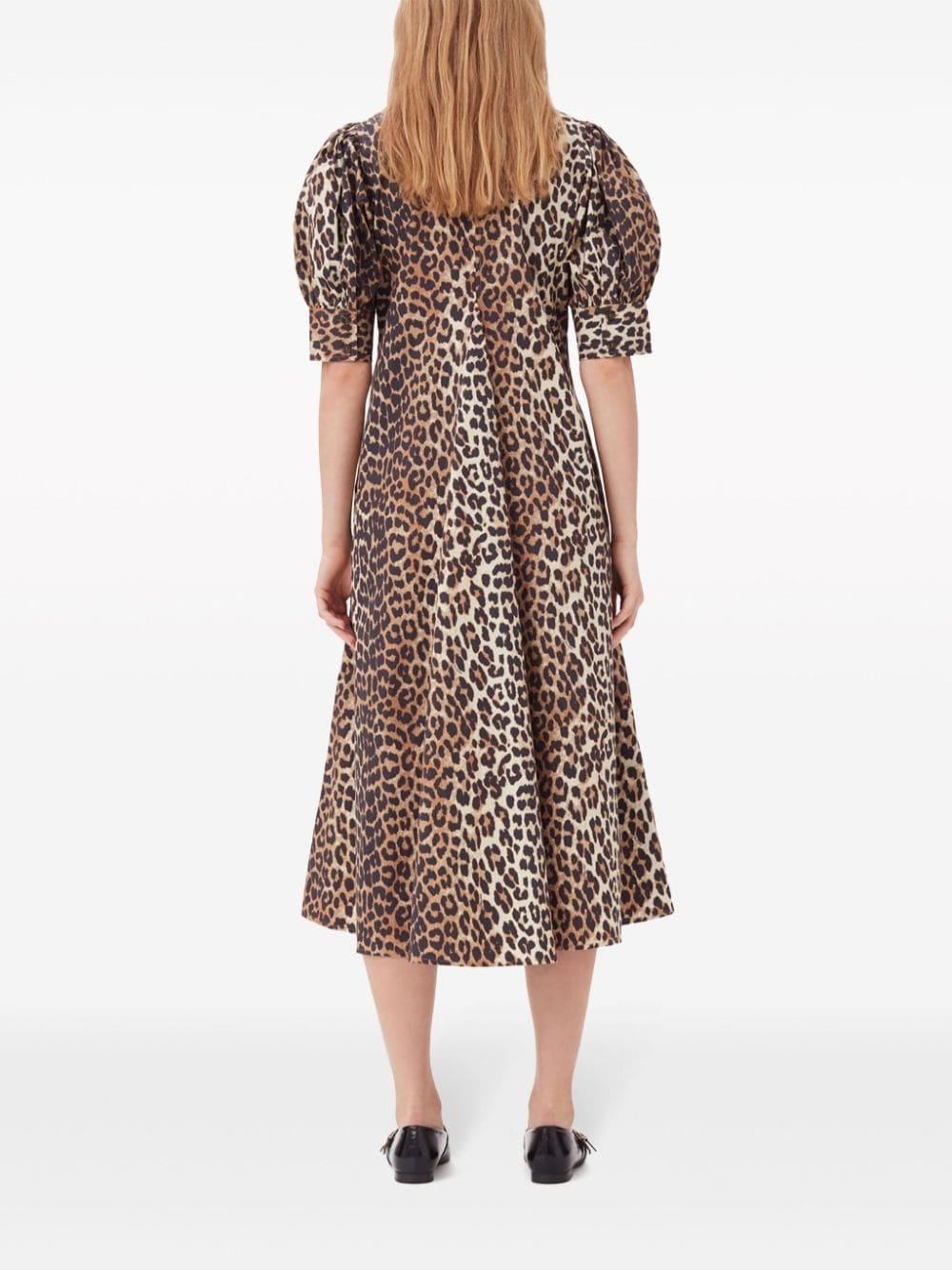 leopard-print organic cotton midi dress - 4