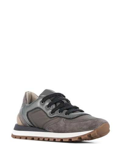 Brunello Cucinelli contrast-panel low top trainer outlook