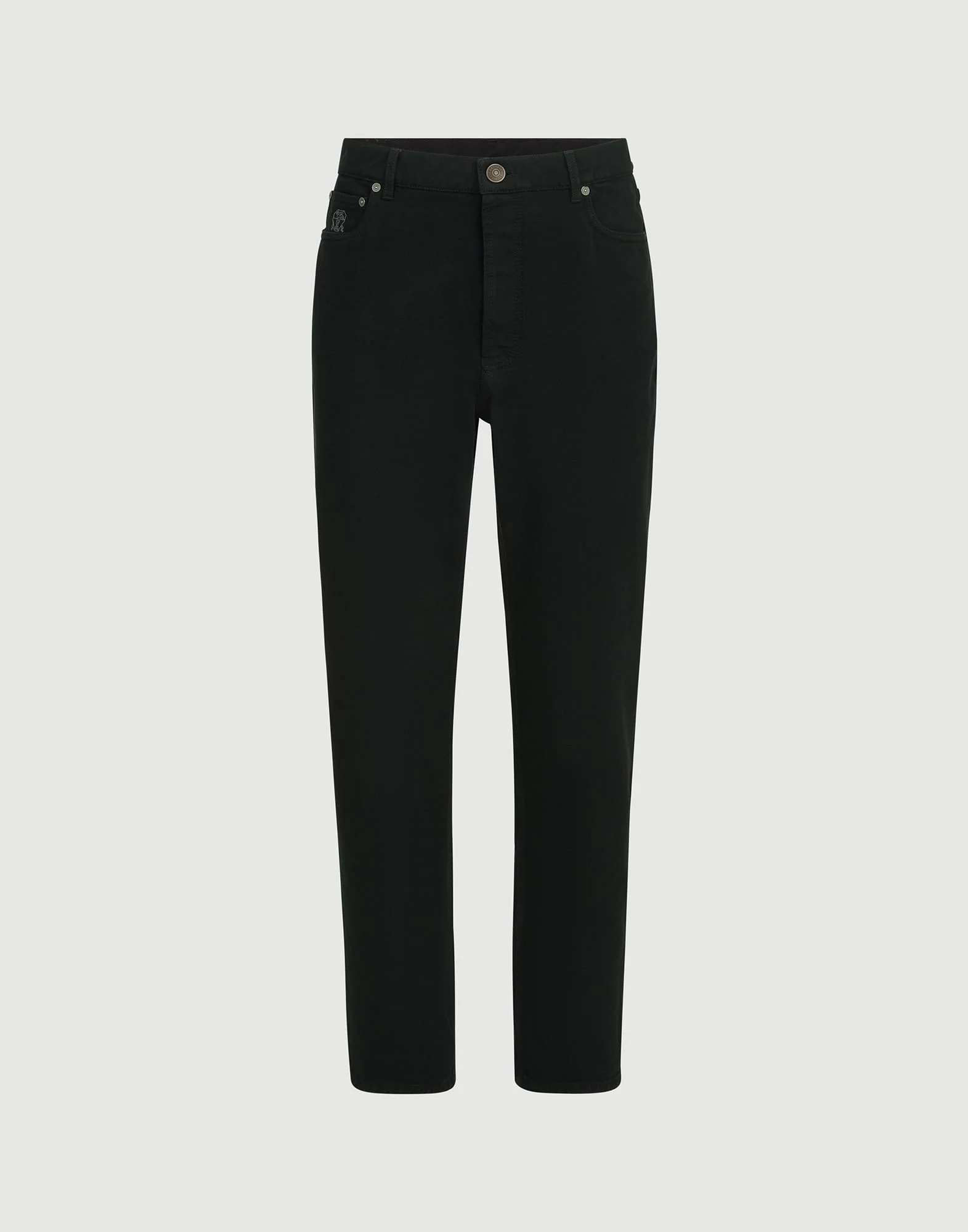 Garment-dyed denim iconic fit five-pocket trousers - 1