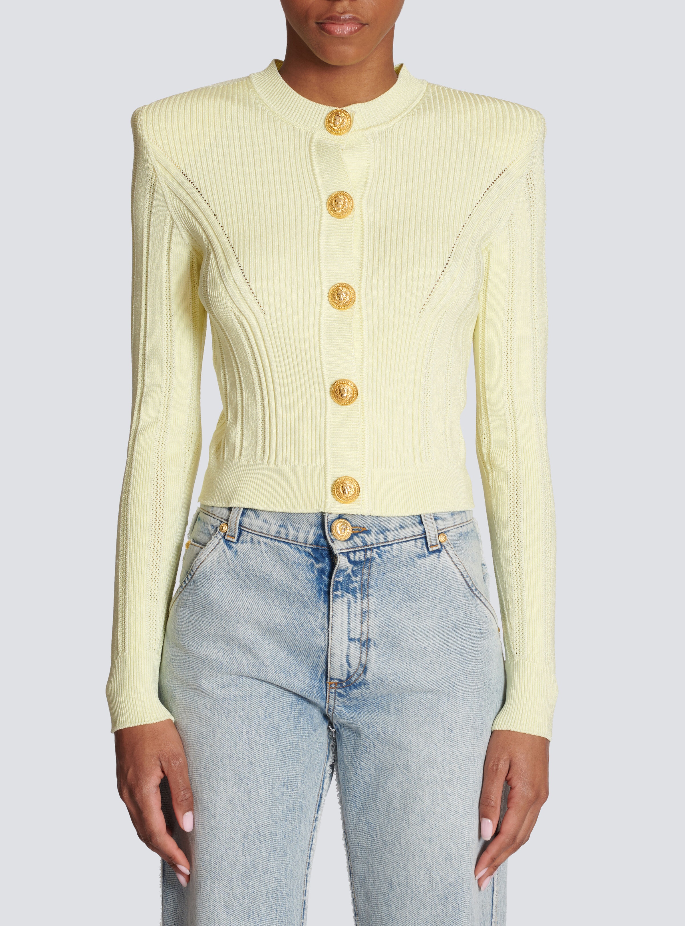 Knit cardigan with gold buttons - 5