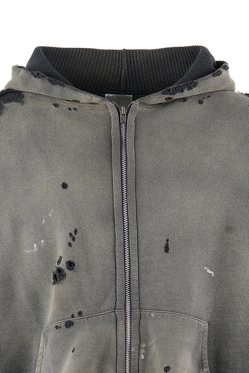 ZIP UP HOODIE/DOUBLE FACE / BLK - 3