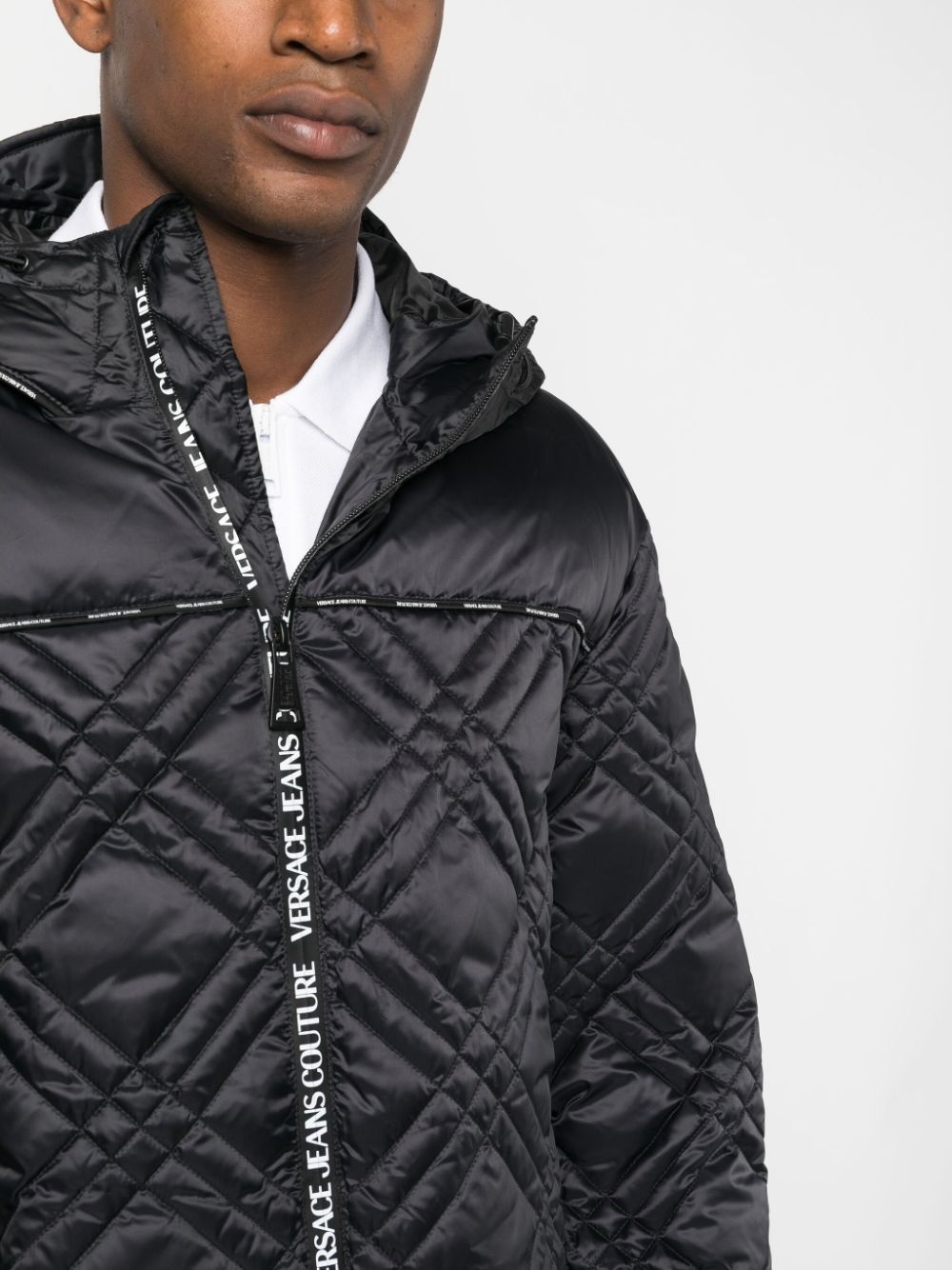 logo-strap quilted coat - 5