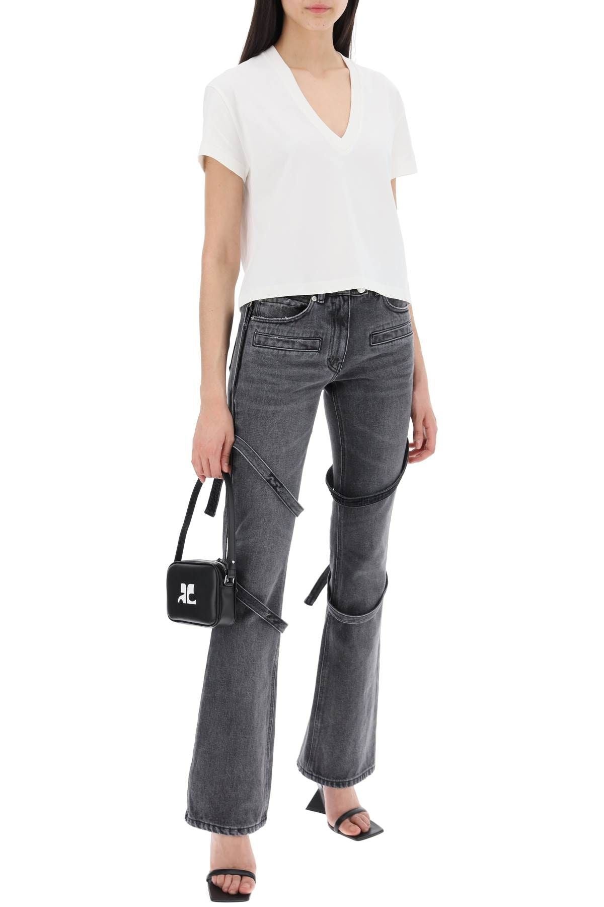 courrèges CROPPED LOGO T-SHIRT WITH | netdressed | REVERSIBLE
